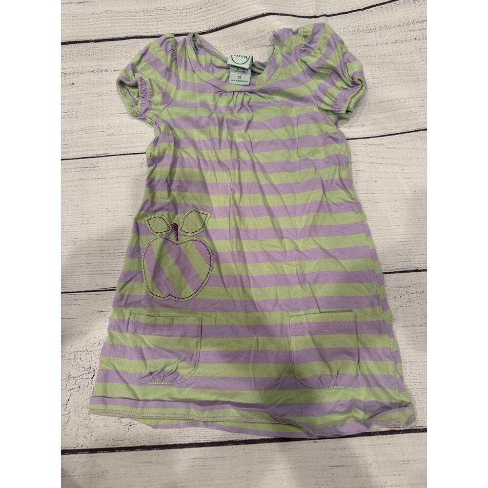 Circo Purple and Green Striped Dress 2T